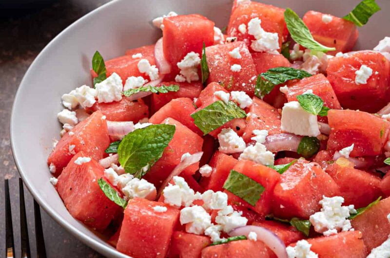 Watermelon Feta Salad Recipe (Fresh, Easy & Summer's Prettiest Side Dish)